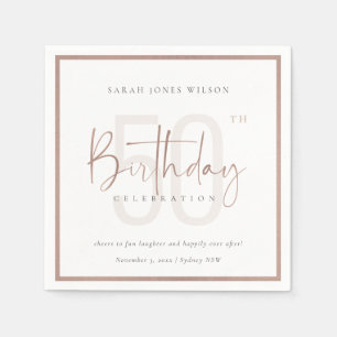 ANY AGE ROSE GOLD BLUSH PINK TYPOGRAPHY BIRTHDAY NAPKINS