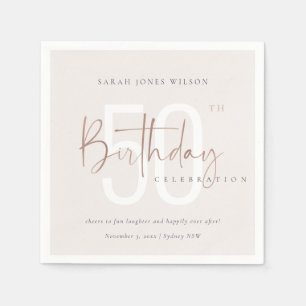 ANY AGE ROSE GOLD BLUSH PINK TYPOGRAPHY BIRTHDAY NAPKINS