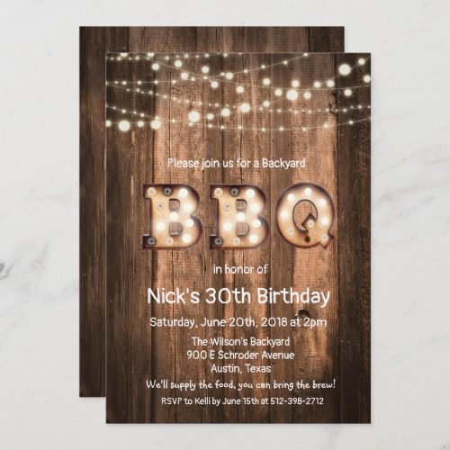 ANY AGE _ Rustic BBQ Birthday Invitation