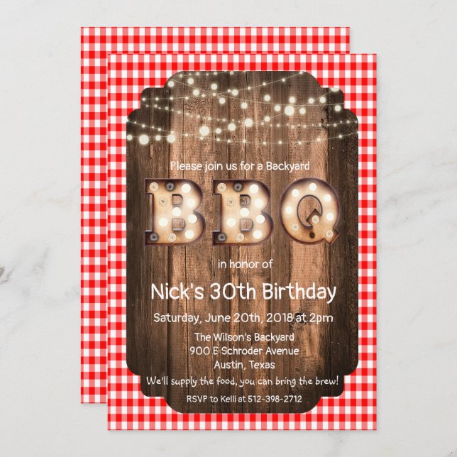 ANY AGE - Rustic BBQ Birthday Invitation (Front/Back)