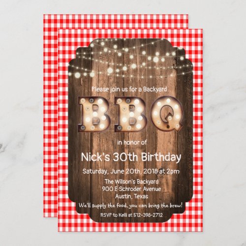 ANY AGE _ Rustic BBQ Birthday Invitation