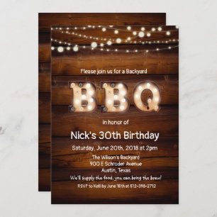 ANY AGE - Rustic BBQ Birthday Invitation