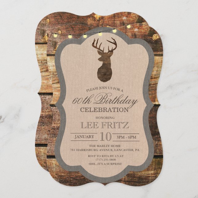 ANY AGE - Rustic Deer Birthday Invitation (Front/Back)