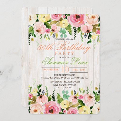 ANY AGE _ Rustic Floral Birthday Invitation