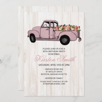 Any Age - Rustic Floral Truck Invitation by PaperandPomp at Zazzle