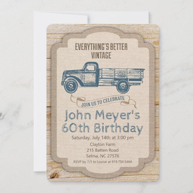 ANY AGE Rustic Pickup Truck Birthday Invitation (Front)