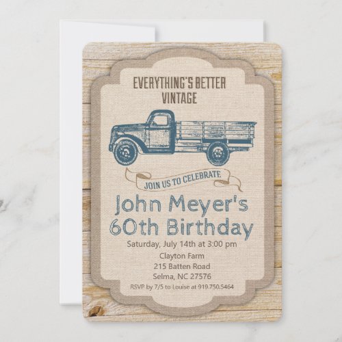 ANY AGE Rustic Pickup Truck Birthday Invitation