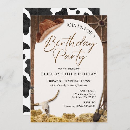 Any Age Rustic Wood Western Birthday Party Invite