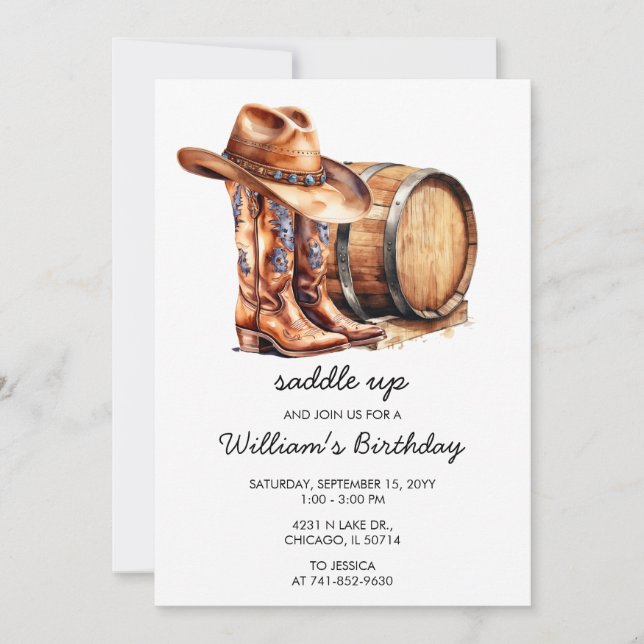 Any age Saddle Up Rustic Western Birthday Party Invitation (Front)