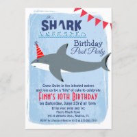 ANY AGE - Shark Pool Party Birthday Invitation