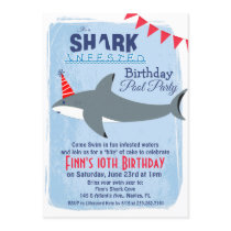 ANY AGE - Shark Pool Party Birthday Invitation