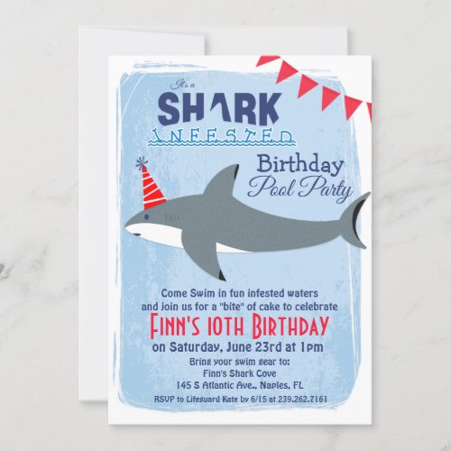 ANY AGE _ Shark Pool Party Birthday Invitation