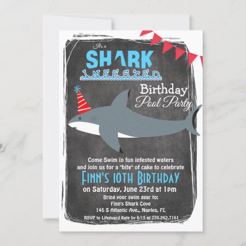 ANY AGE _ Shark Pool Party Birthday Invitation