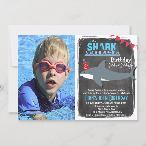 ANY AGE _ Shark Pool Party Photo Invitation