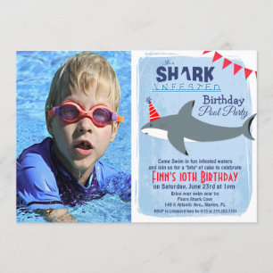 ANY AGE - Shark Pool Party Photo Invitation