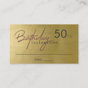 ANY AGE SIMPLE ELEGANT FAUX GOLD BIRTHDAY PLACE BUSINESS CARD