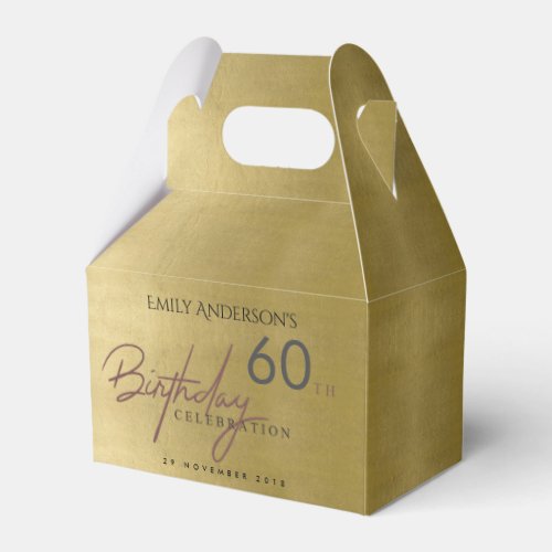 ANY AGE SIMPLE ELEGANT GOLD TYPOGRAPHY BIRTHDAY FAVOR BOXES