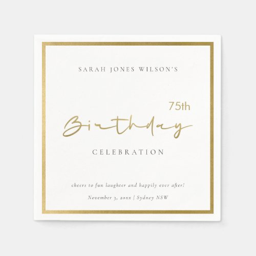 ANY AGE SIMPLE ELEGANT GOLD TYPOGRAPHY BIRTHDAY NAPKINS