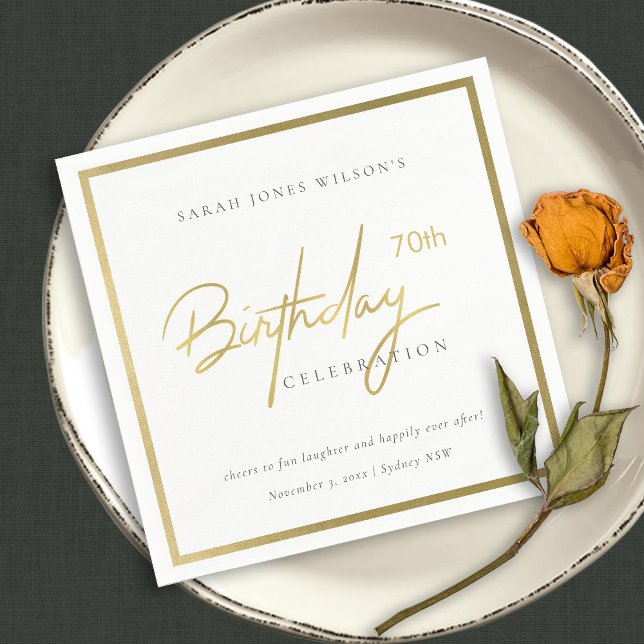 ANY AGE SIMPLE ELEGANT GOLD TYPOGRAPHY BIRTHDAY NAPKINS (Creator Uploaded)