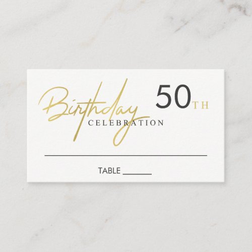 ANY AGE SIMPLE ELEGANT GOLD TYPOGRAPHY BIRTHDAY PLACE CARD