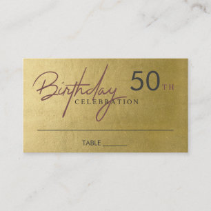ANY AGE SIMPLE ELEGANT GOLD TYPOGRAPHY BIRTHDAY PLACE CARD