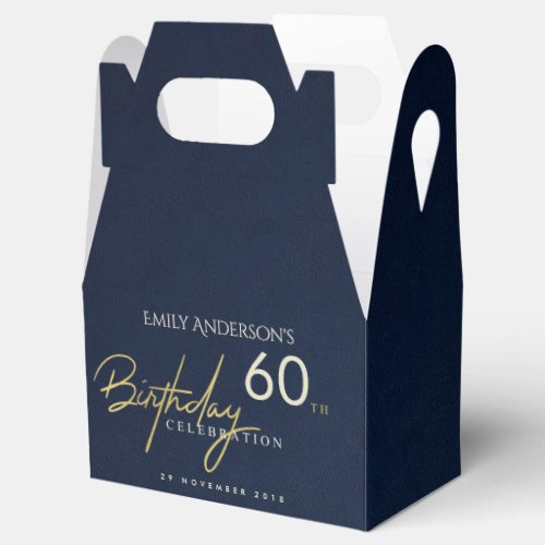 ANY AGE SIMPLE NAVY GOLD TYPOGRAPHY BIRTHDAY FAVOR BOXES