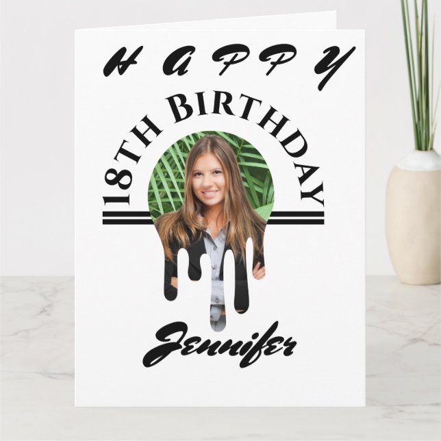 Any Age Simple Photo Personalized Birthday Card (Front)