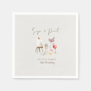 Any age sip and paint birthday  napkins