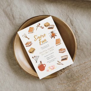 Any age smore fun friends camping birthday invitation