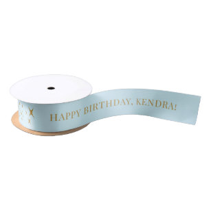 ANY AGE Soft Blue Custom Birthday Gift Satin Ribbon