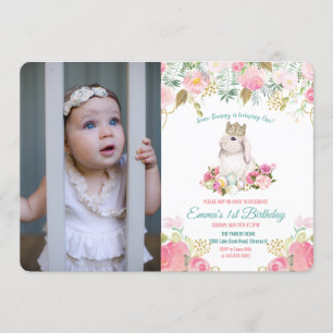 ANY AGE - Some Bunny Birthday Photo Invitation