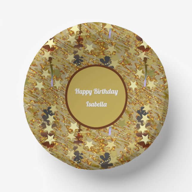 Any Age Sparkle and Stars Happy Birthday Paper Bowls (Front)
