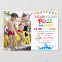 ANY AGE - Splish Splash Dual Pool Party Invitation