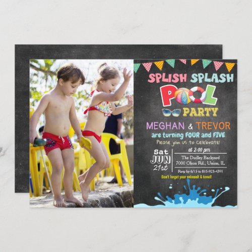 ANY AGE _ Splish Splash Dual Pool Party Invitation