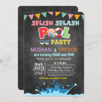 ANY AGE - Splish Splash Dual Pool Party Invitation