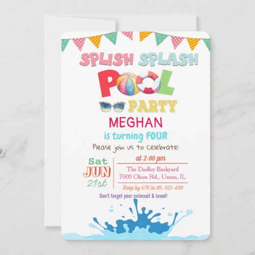 ANY AGE _ Splish Splash Pool Party Invitation