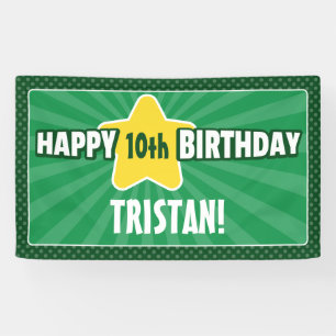 Any Age Star Green Birthday Banner