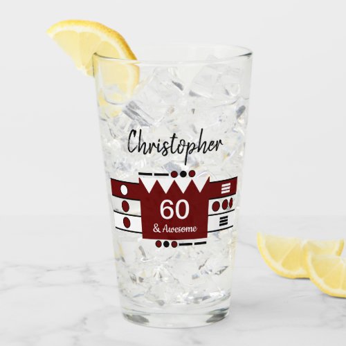 Any age stripes awesome name burgundy white beer glass