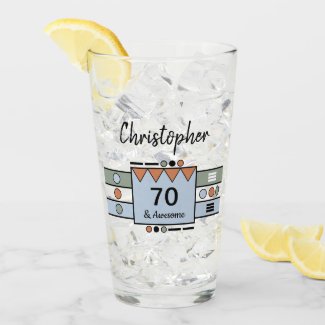 Any age stripes awesome name green blue beer glass