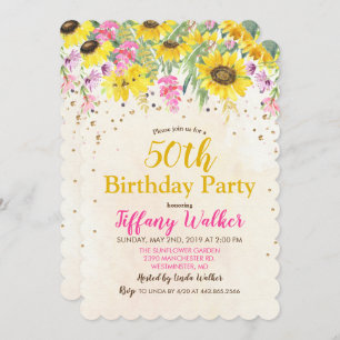 ANY AGE - Sunflower Birthday Party Invitation
