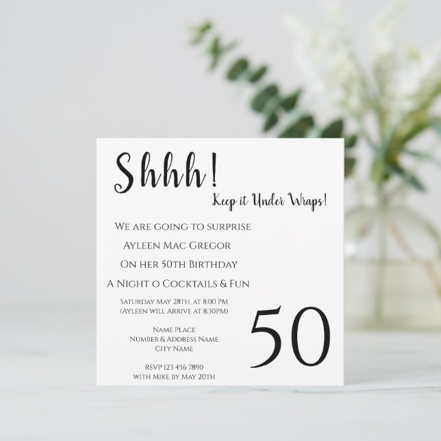 Any Age Surprise Birthday Invitation (Standing Front)