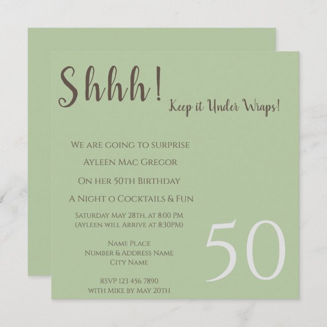 Any Age Surprise Birthday Invitation (Front/Back)