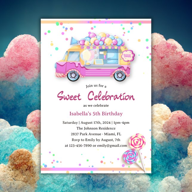 Any Age Sweet Celebration Cotton Candy Birthday Invitation (Creator Uploaded)