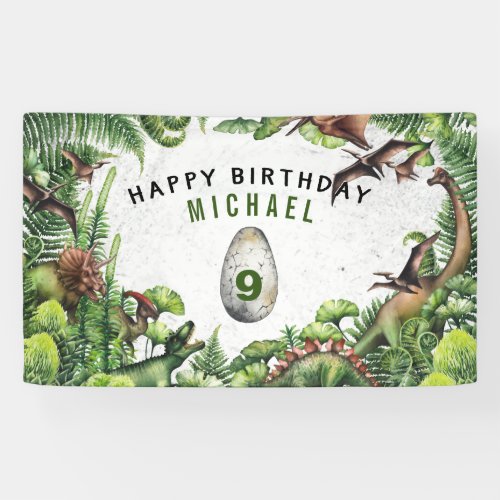 ANY AGE T_Rex Dinosaur Boys Birthday Party Banner