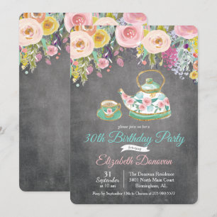 ANY AGE - Tea Party Floral Birthday Invitation