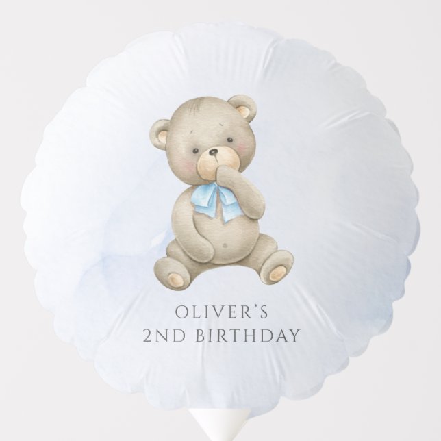 Any age teddy bear boy birthday  balloon (Front)