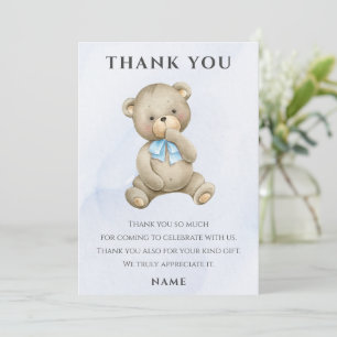 Any age teddy bear boy birthday thank you card