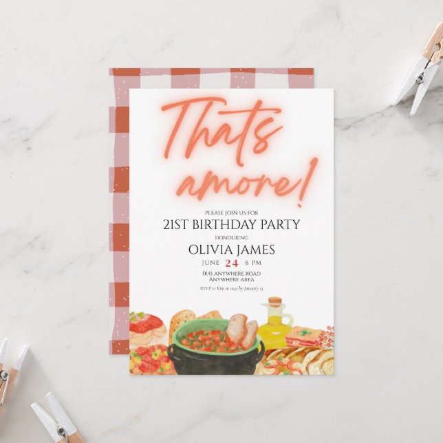 Any age that’s amore birthday invitation (Front/Back In Situ)