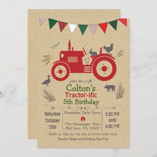 ANY AGE _ Tractor Farm Animals Birthday Invitation