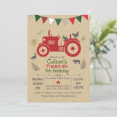 ANY AGE - Tractor Farm Animals Birthday Invitation (Standing Front)